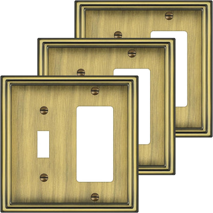 Combination Metal Light Switch Covers Wall Plate, 1 Toggle/1 Decorator Switch Plate Outlet Covers