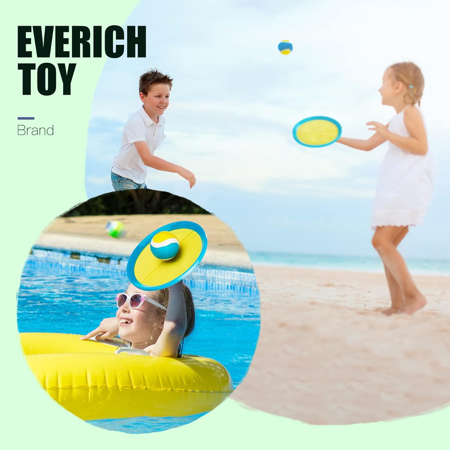 EVERICH Upgraded Toss and Catch Ball Game Set - Indoor and Outdoor Games for Kids 3-12, Beach Sand