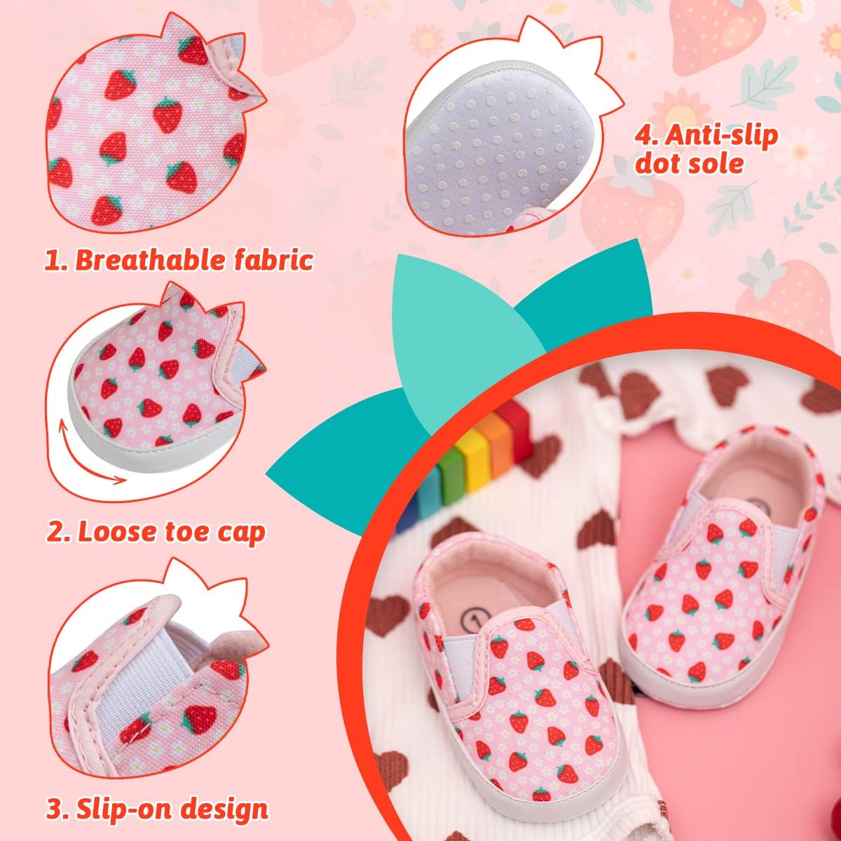 Morbido Infant Baby Boys Girls Canvas Sneaker Toddler Slip On Anti Skid Newborn First Walkers Candy