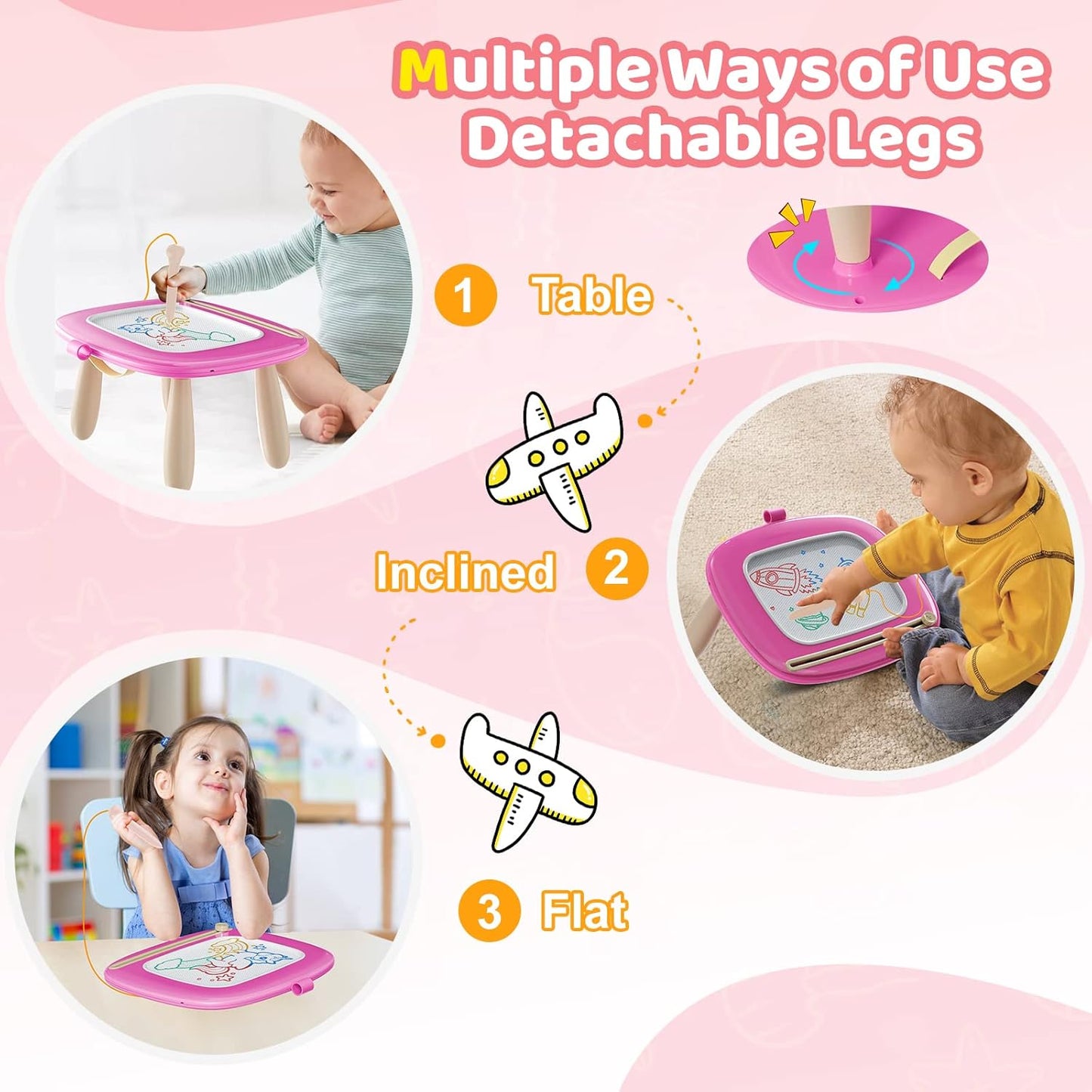 Kikidex Toddler Toys for 1-3 Years, Sturdy Magnetic Doodle Board, Reusable, No Mess, Educational