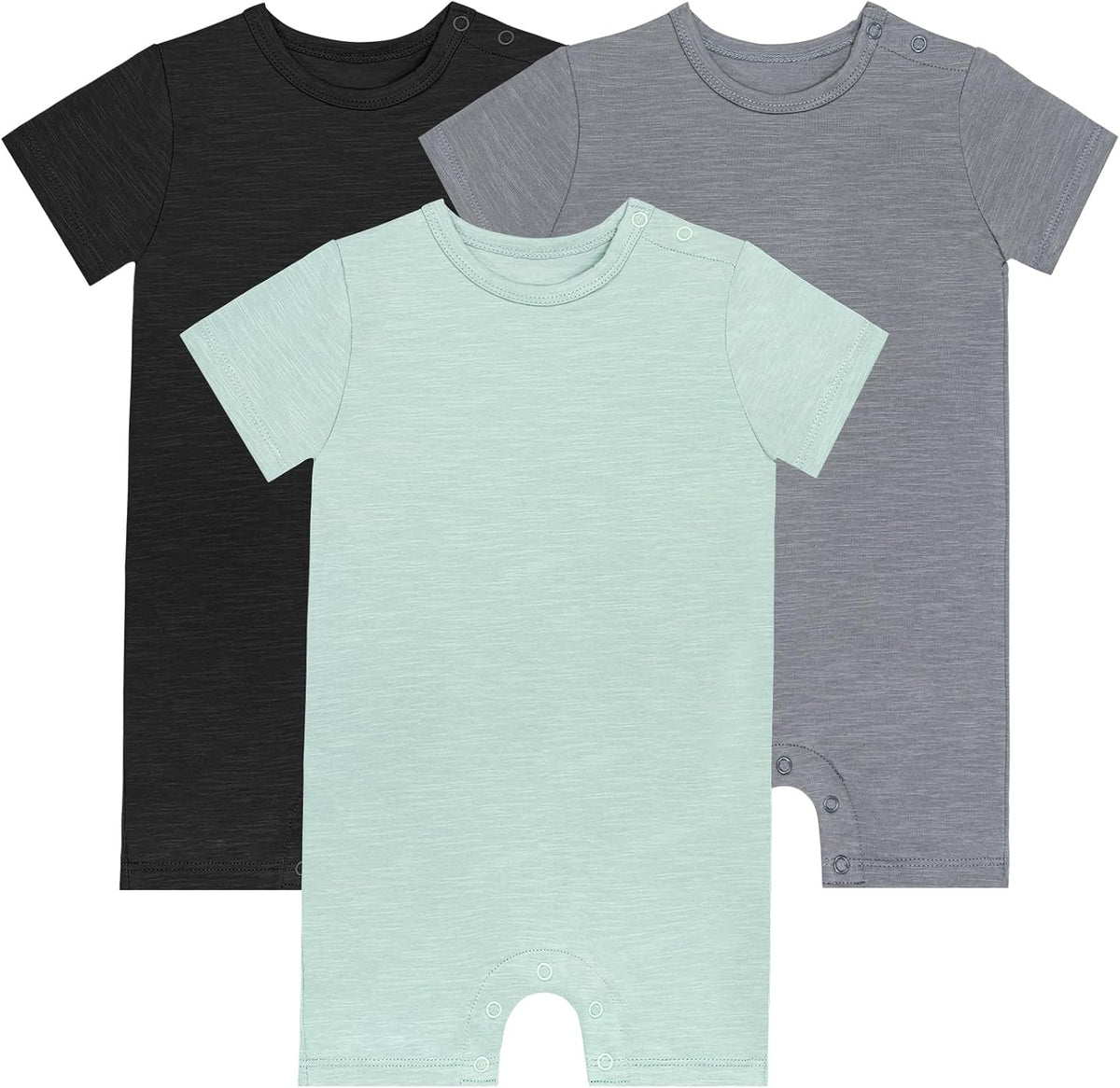 GUISBY Baby Short Sleeve Bodysuit Snap Crotch Closure Cotton Pajamas for Baby 3-Packs