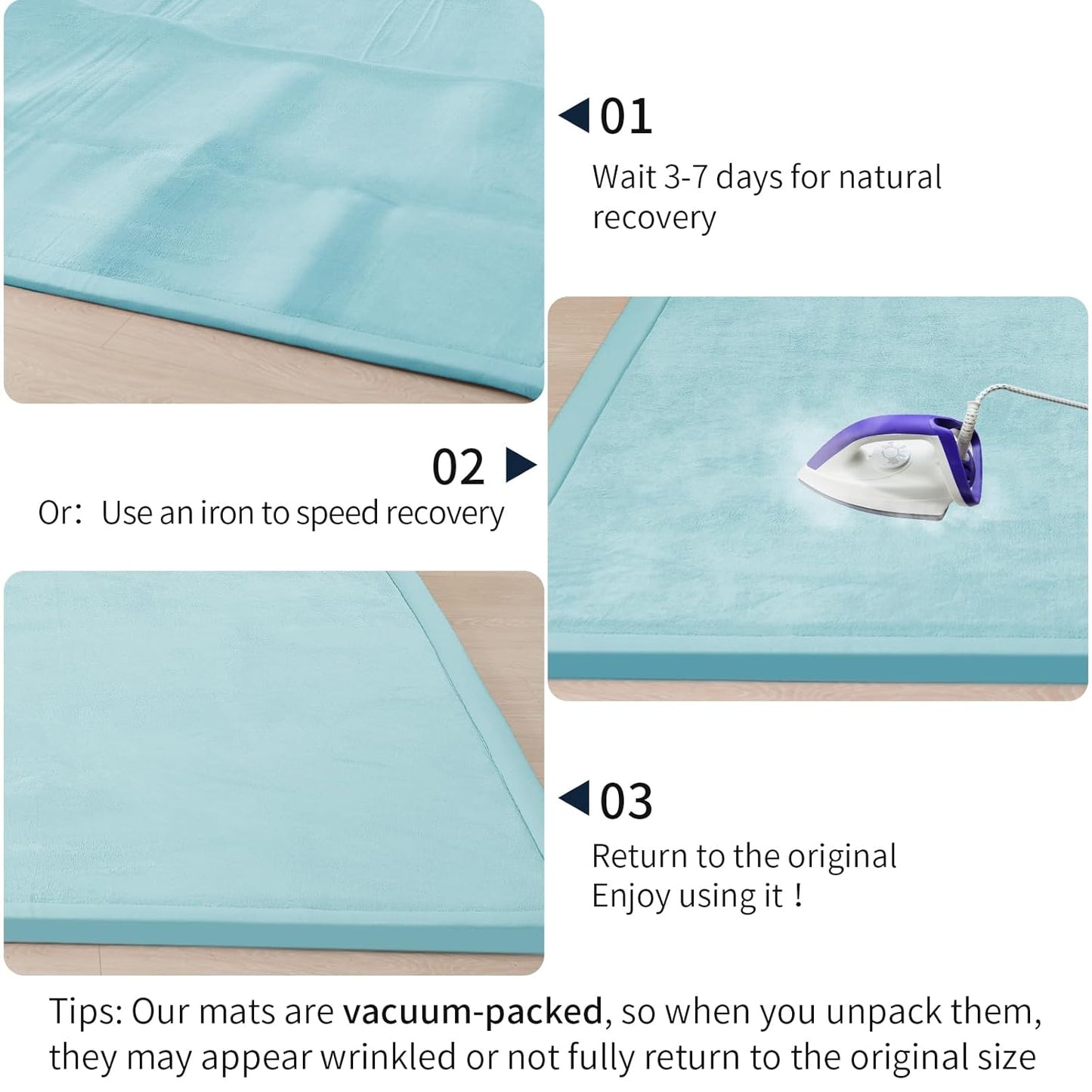 ACOMOPACK Baby Play Mat for Floor 1.3" Thick Memory Foam Play Mat 79"×118" Tummy Time Crawling with