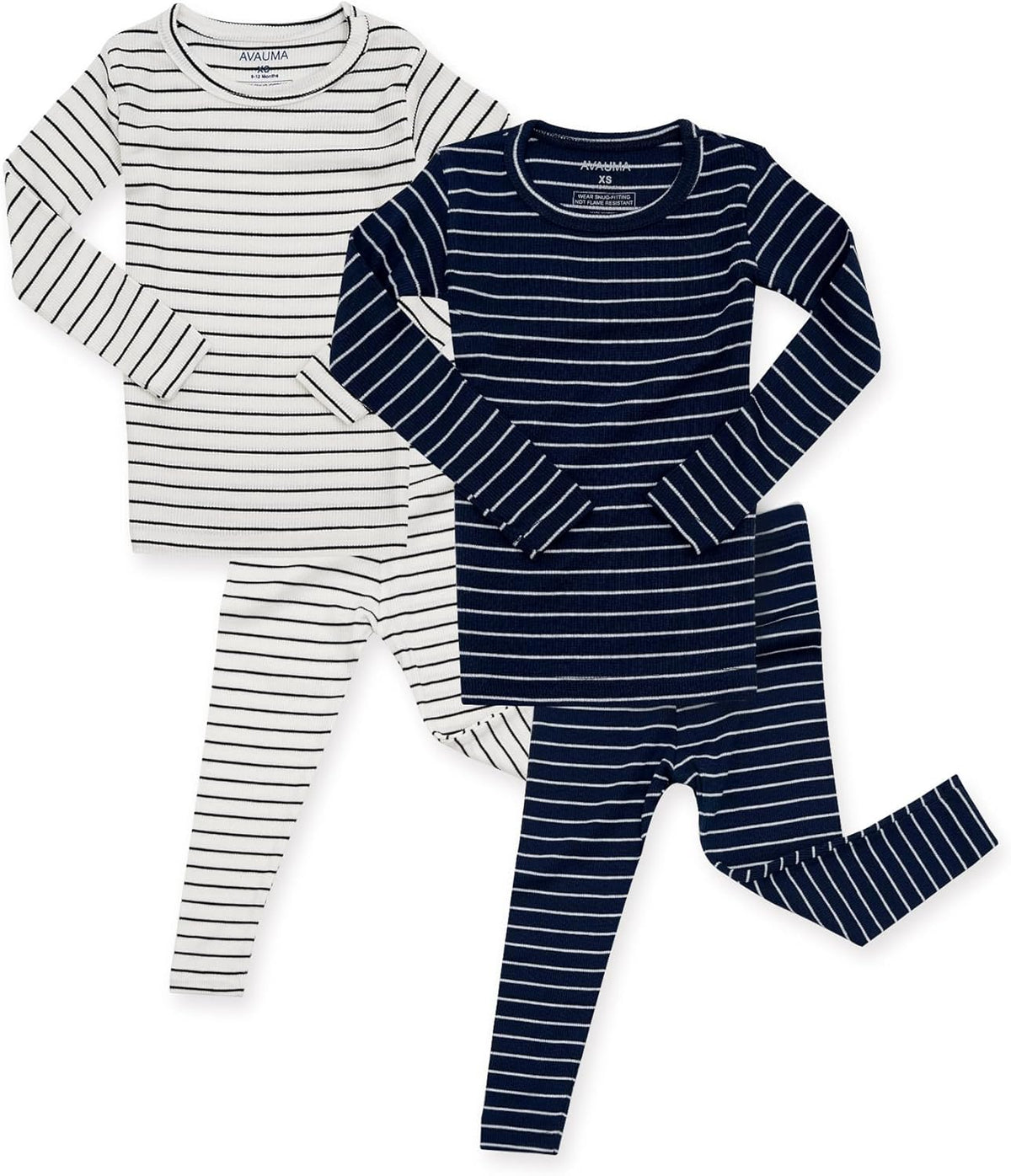 AVAUMA Stripe Pattern Baby Boys Girls Pajama Set Kids Toddler Snug fit Ribbed Sleepwear pjs for