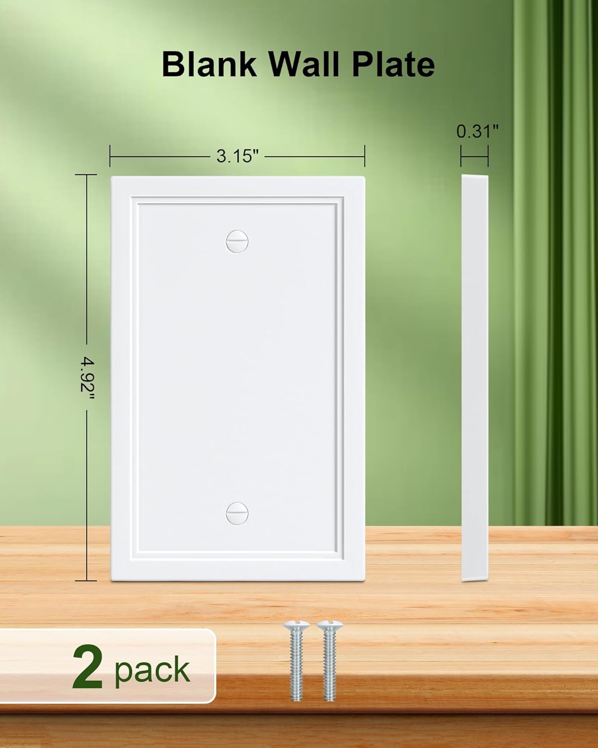2-Pack Blank Outlet Cover Wall Plate, Natural Material Switch Plates Outlet Covers, Pure White