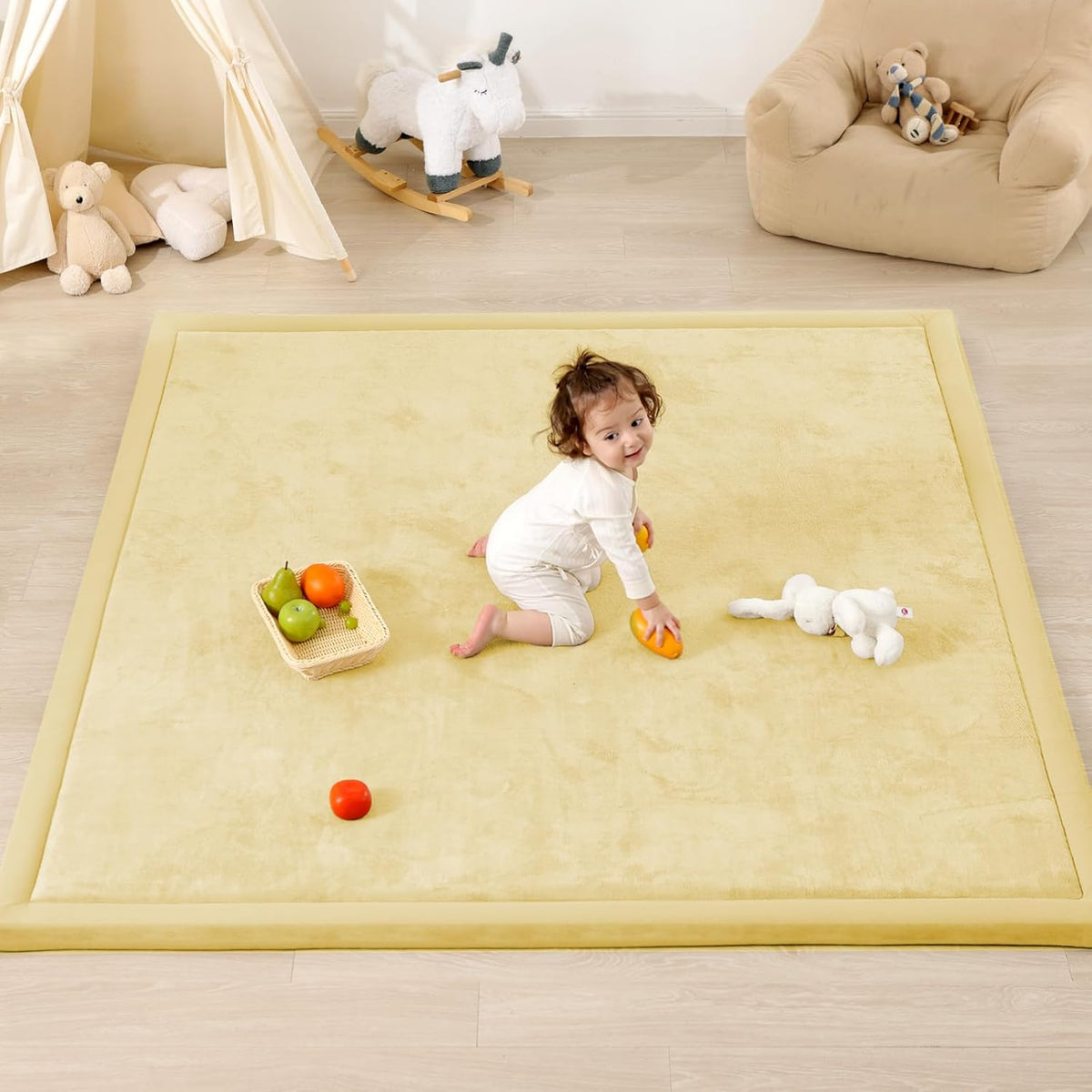 1.3" Thick Baby Play Mat,Ultra Soft Elasti-Foam 50×50 Playpen Mat for Tummy Time,Water-Repellent