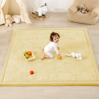 1.3" Thick Baby Play Mat,Ultra Soft Elasti-Foam 50×50 Playpen Mat for Tummy Time,Water-Repellent