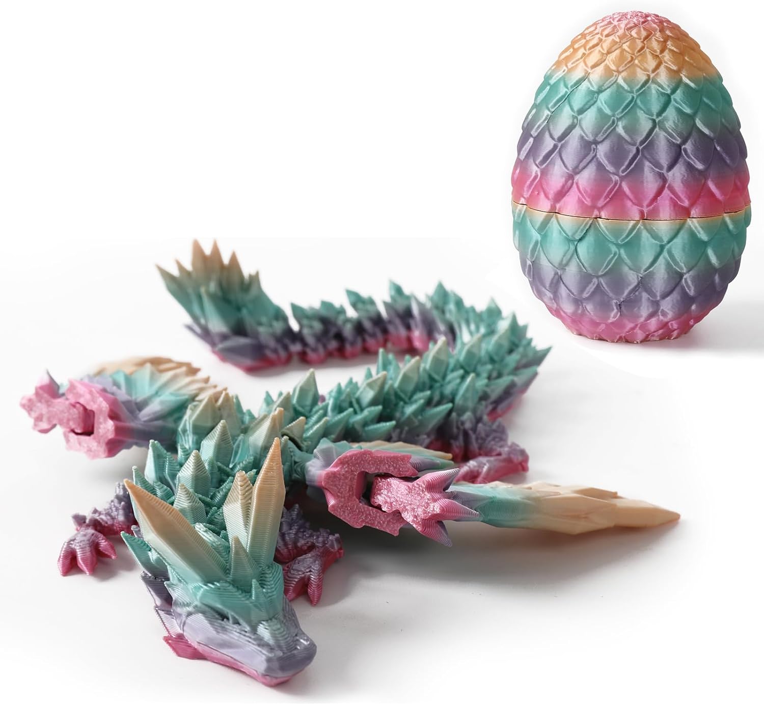 3D Printed Dragon Egg,Mystery Crystal Dragon Fidget Toys,Articulated Dragon,Home Desk Decor Easter