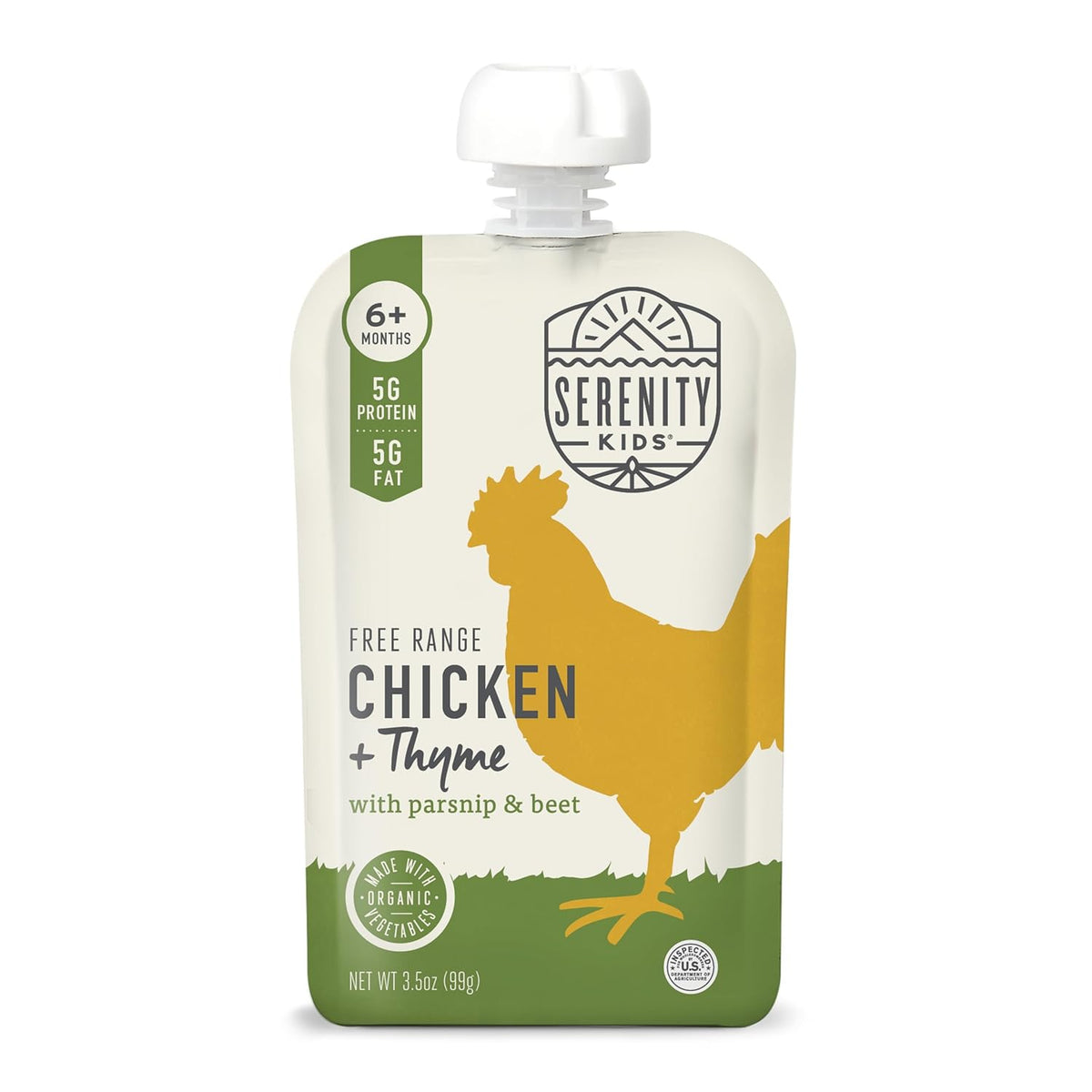 Serenity Kids 6+ Months Baby Food Pouches Chicken & Thyme Puree - BPA-Free Baby Food Puree -Range