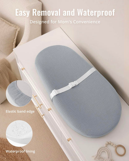 Blissful Diary Muslin Baby Changing Pad with Waterproof Lining Foam, Diaper Changing Table Pad with