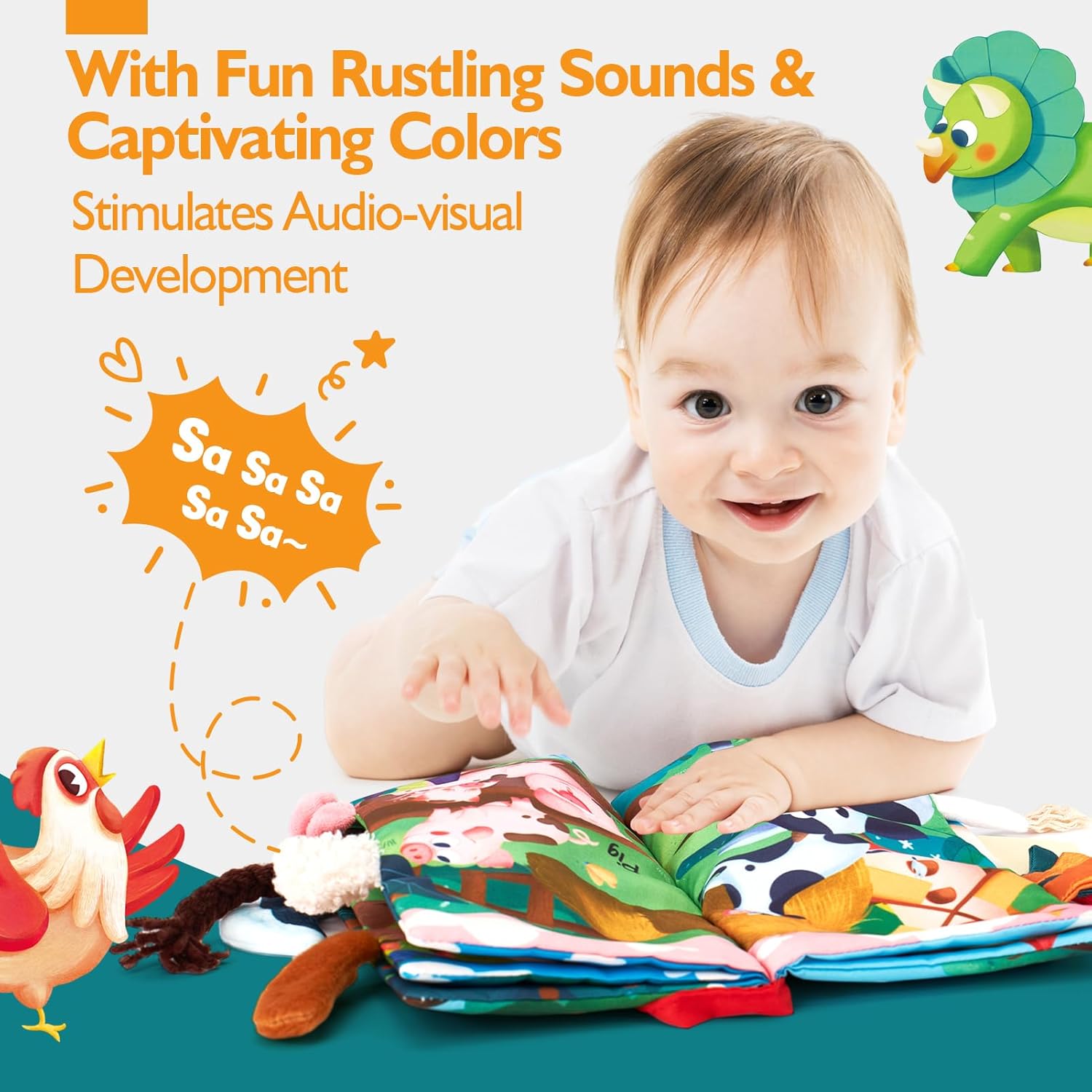 hahaland Baby Books 2PCS - Baby Toys 0-6 Months - Touch & Feel Tummy Time Sensory Soft Books for
