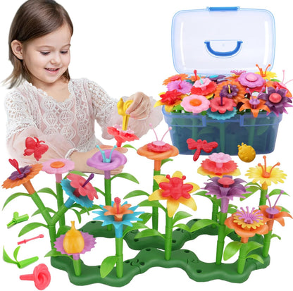 BIRANCO. Flower Garden Building Toys - Build a Bouquet Floral Arrangement Playset for Toddlers and