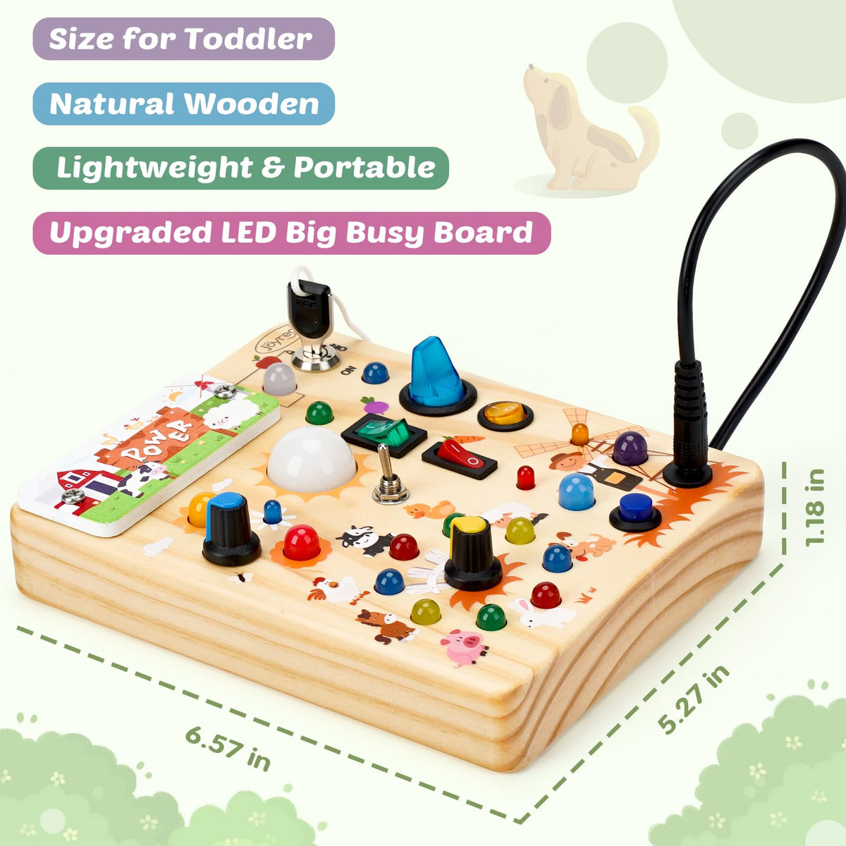 Joyreal Wooden Busy Board for Toddlers - Montessori Toys for 1 2 3 Year Old