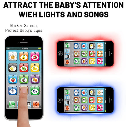 Toy Learning Play Cell Phone with 8 Functions and Dazzling Lights Interactive Toy for Toddler Baby
