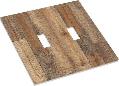 Decorative Switch Plates Retro Rustic Brown Wood Grain 2 Gang Double Toggle Outlet Light Switch