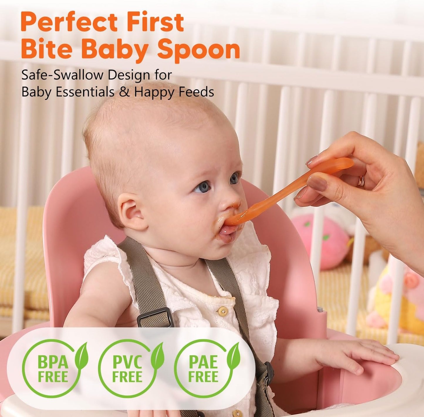 Silicone Baby Spoons 2-Pack with Case, New Born Self Feeding Toddler Spoon, Baby Led Weaning