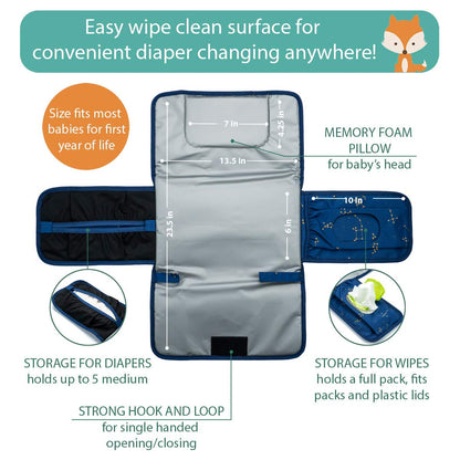 Baby Changing Pad by Lil Fox. Portable Changing Pad for Baby Diaper Bag or Changing Table Pad.