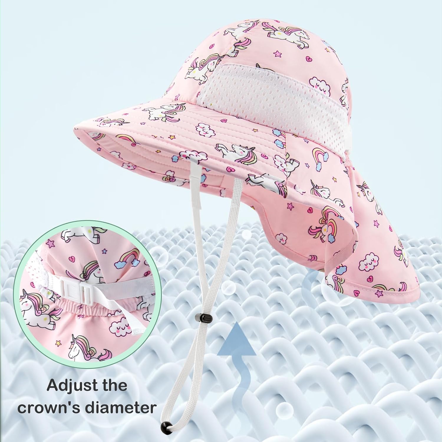 XIAOHAWANG Girls Sun Hat Baby Beach Hats Boys UPF 50+ Kids Summer Protection Cap Toddler Breathable