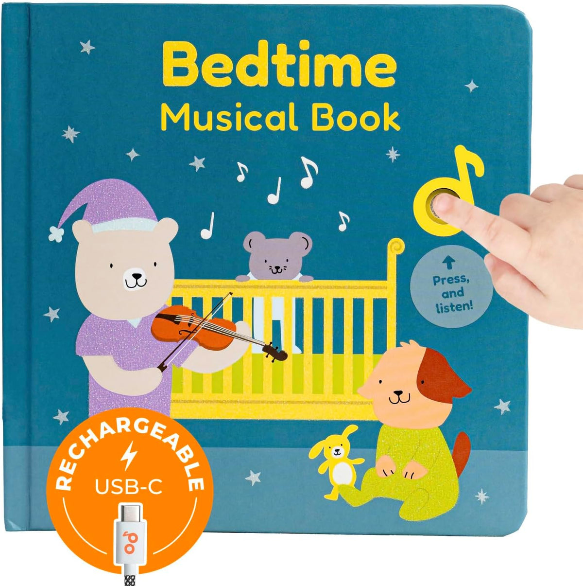 Cali's Books Bedtime Musical Book for Babies and Toddlers 1-3 – USB-C Rechargeable – 6 Classical