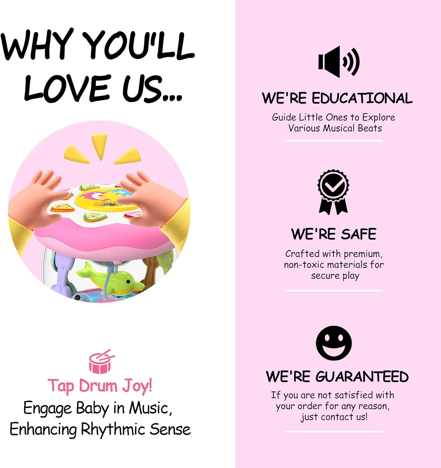 Baby Girl Toys 12 Months, Musical Rotating Light Up Infant Toys Tummy Time for Infant 12-18 Months