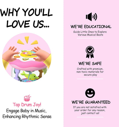 Baby Girl Toys 12 Months, Musical Rotating Light Up Infant Toys Tummy Time for Infant 12-18 Months