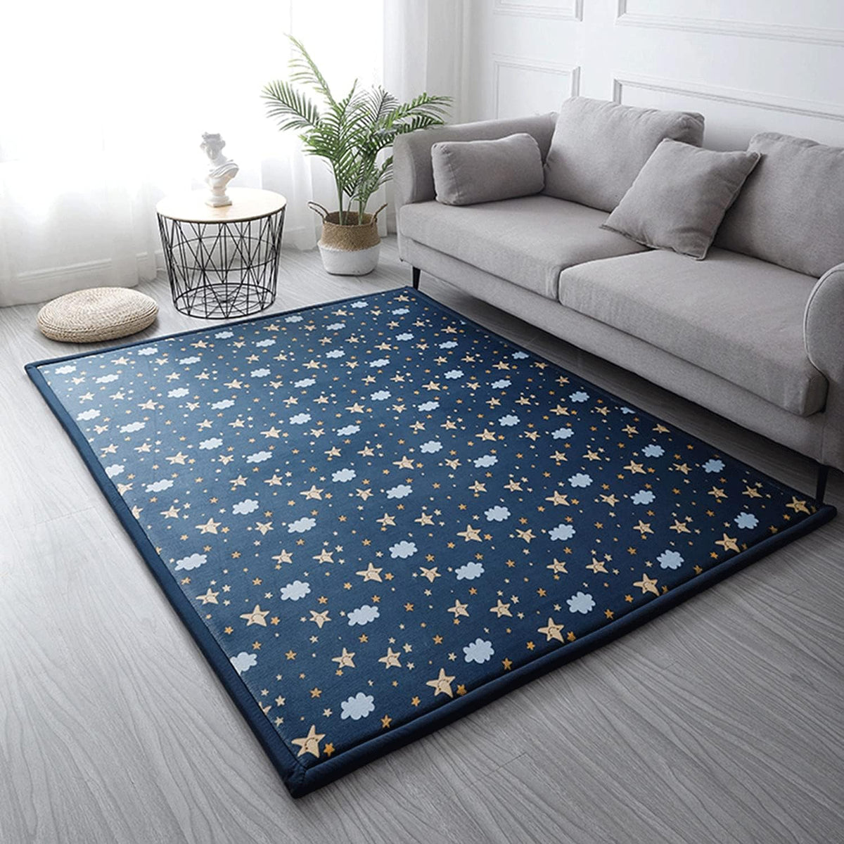 Loartee Coral Velvet Area Rug - 1" Thick Memory Foam Baby Play Mat, Washable Toddler Carpet, Home