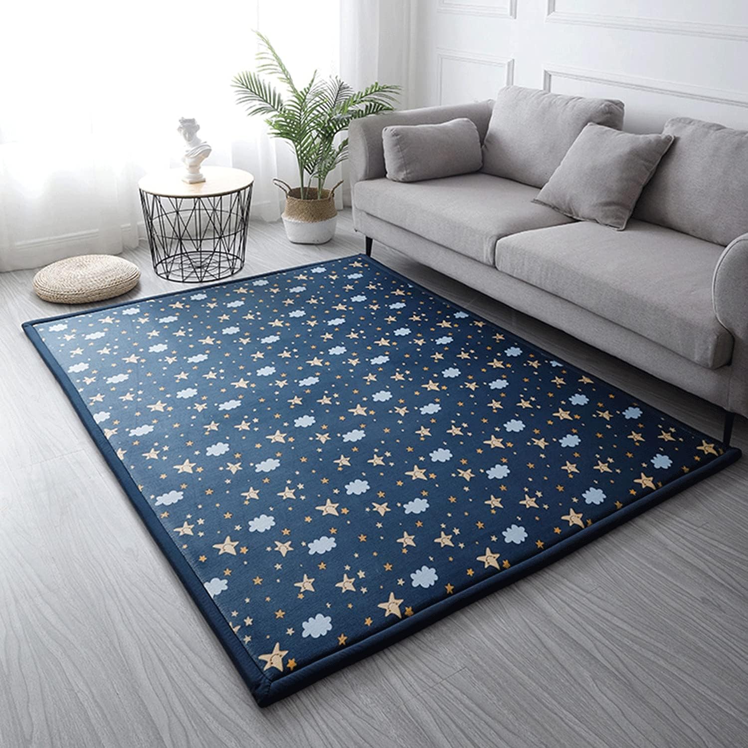 Loartee Coral Velvet Area Rug - 1" Thick Memory Foam Baby Play Mat, Washable Toddler Carpet, Home