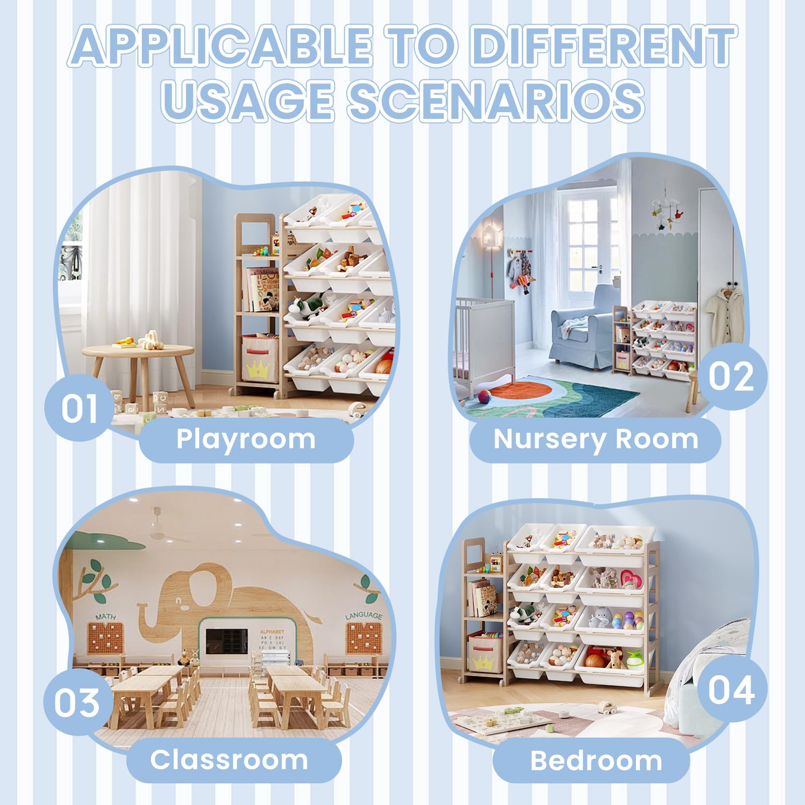 Toy Storage Organizer - Toy Organizers and Storage with Bookshelf, Toy Storage Shelf with 3 Shelves