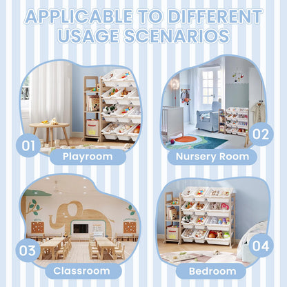 Toy Storage Organizer - Toy Organizers and Storage with Bookshelf, Toy Storage Shelf with 3 Shelves