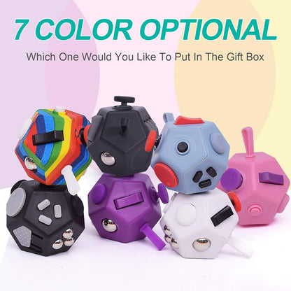Mini Fidget Toys, Cool Black 12 Sided Fidgets Toy Cubes for Kids Adults with Anxiety ADHD Autism