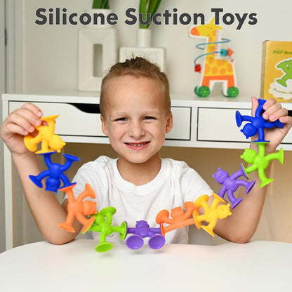 Unique Suction Bath Toys for Baby Kids Ages 1-3, No Hole Bath Toy Silicone Animal Sensory Fidget