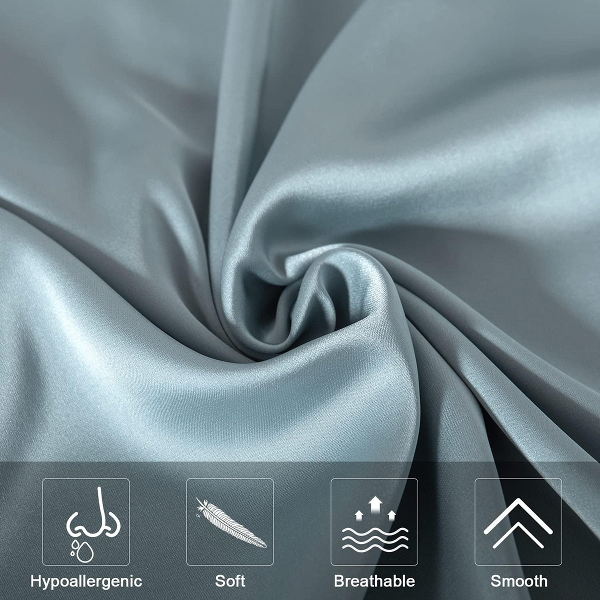 Mulberry Silk Pillowcase for Hair and Skin,Standard Size Cooling Silk Pillow Case with Hidden