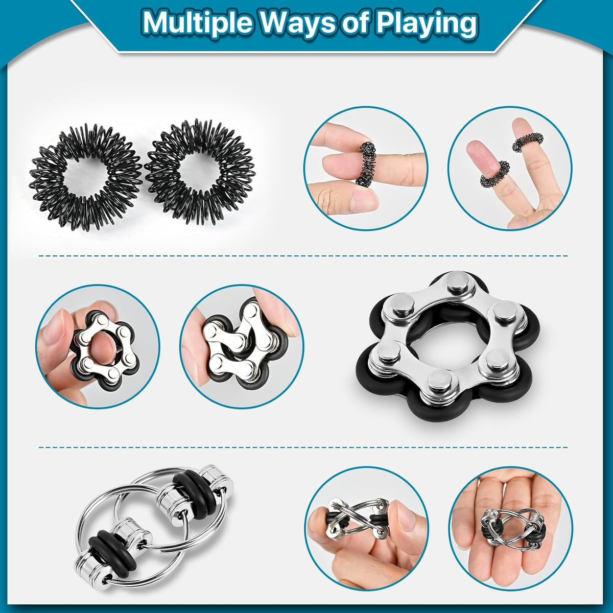 Fidget Toys Adults Pack 6Pcs, EDC Fidgeting Game for Kids Teen Cool Mini Gadget Desk Toys Figette