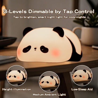 Cute Panda Night Light for Kids, LED Panda Lamp, Food Grade Silicone Novelty Animal Night