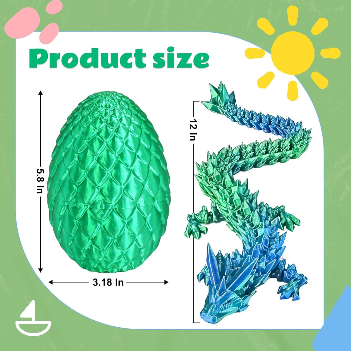 Dragon Eggs with Dragon Inside, 3D Printed Surprise Funny Gifts for Kids, Articulated Dragon Fidget