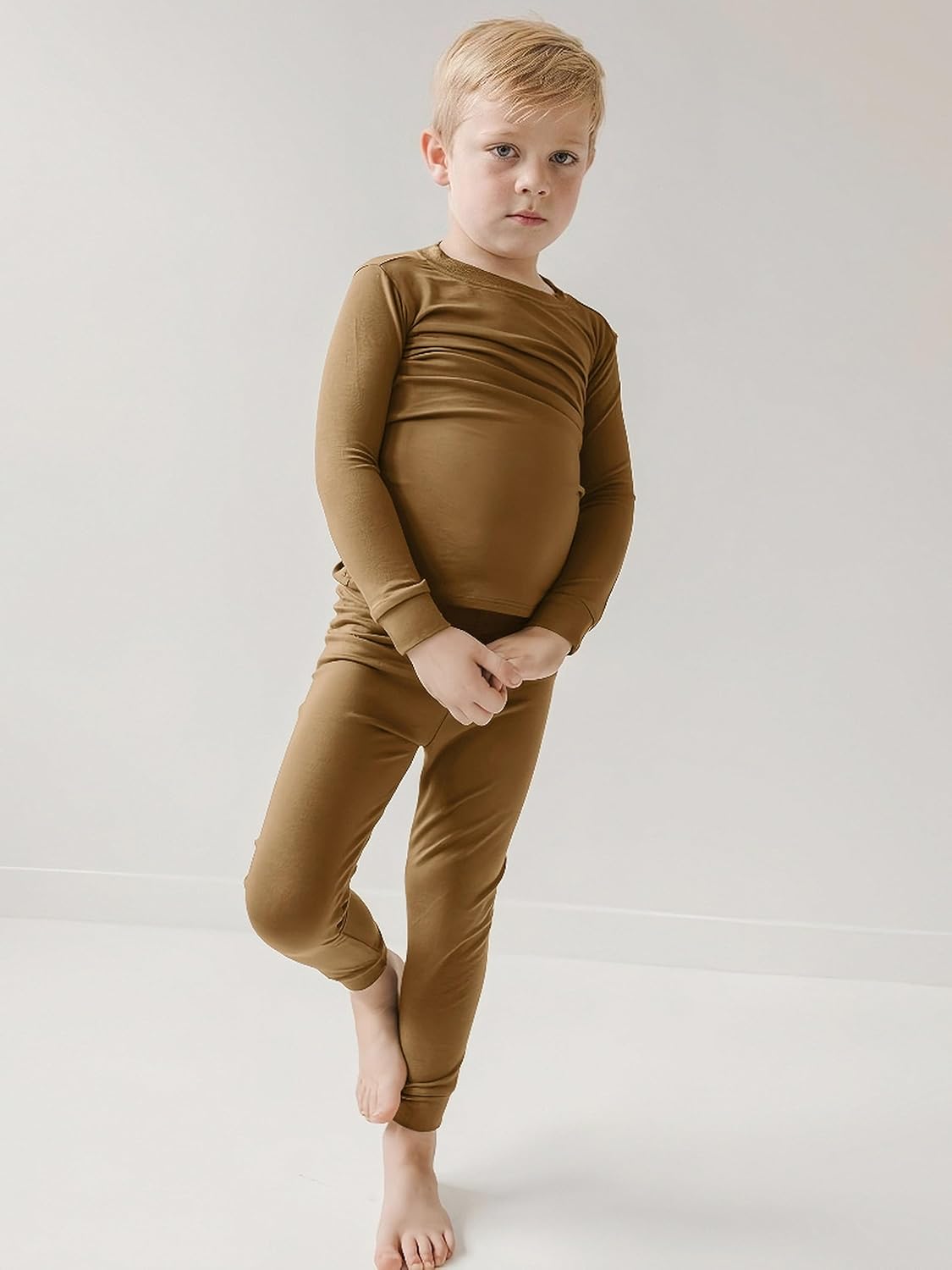 BABY 2T-10Y Toddler Kids Girls Boys Soft Comfy Viscose 2pcs Set Long Sleeve Plain Shirts and Pants