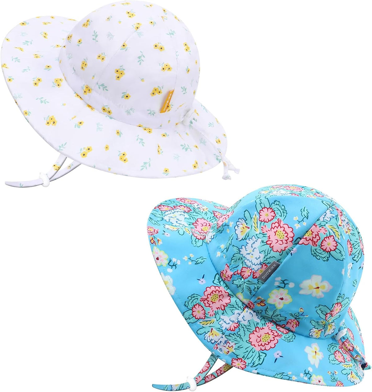 UPF 50+ Baby Bucket Hat - Wide Brim Sun Protection Beach Cap for Girls - Cute & Adjustable Toddler