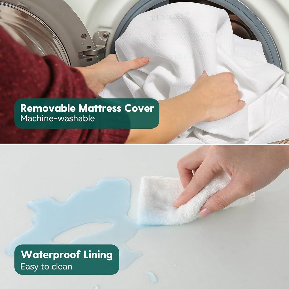 BABELIO Toddler Mattress for Crib Memory Foam 2 Stage Standard Size, with Removable Waterproof