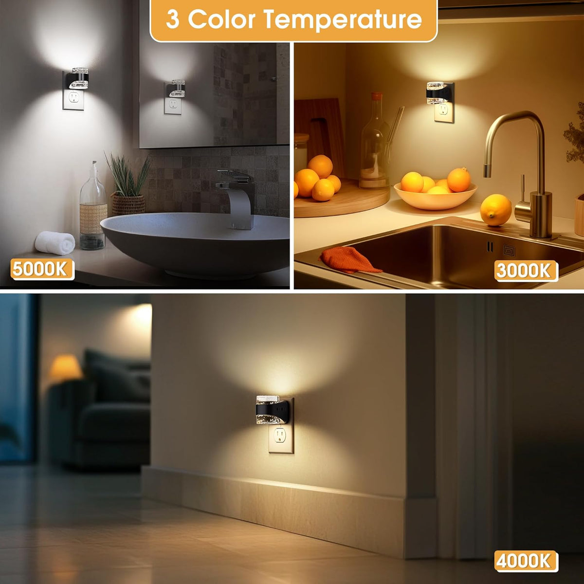 Briignite LED Night Light Plug into Wall[2 Pack] Dimmable Night Light with Bubble Design