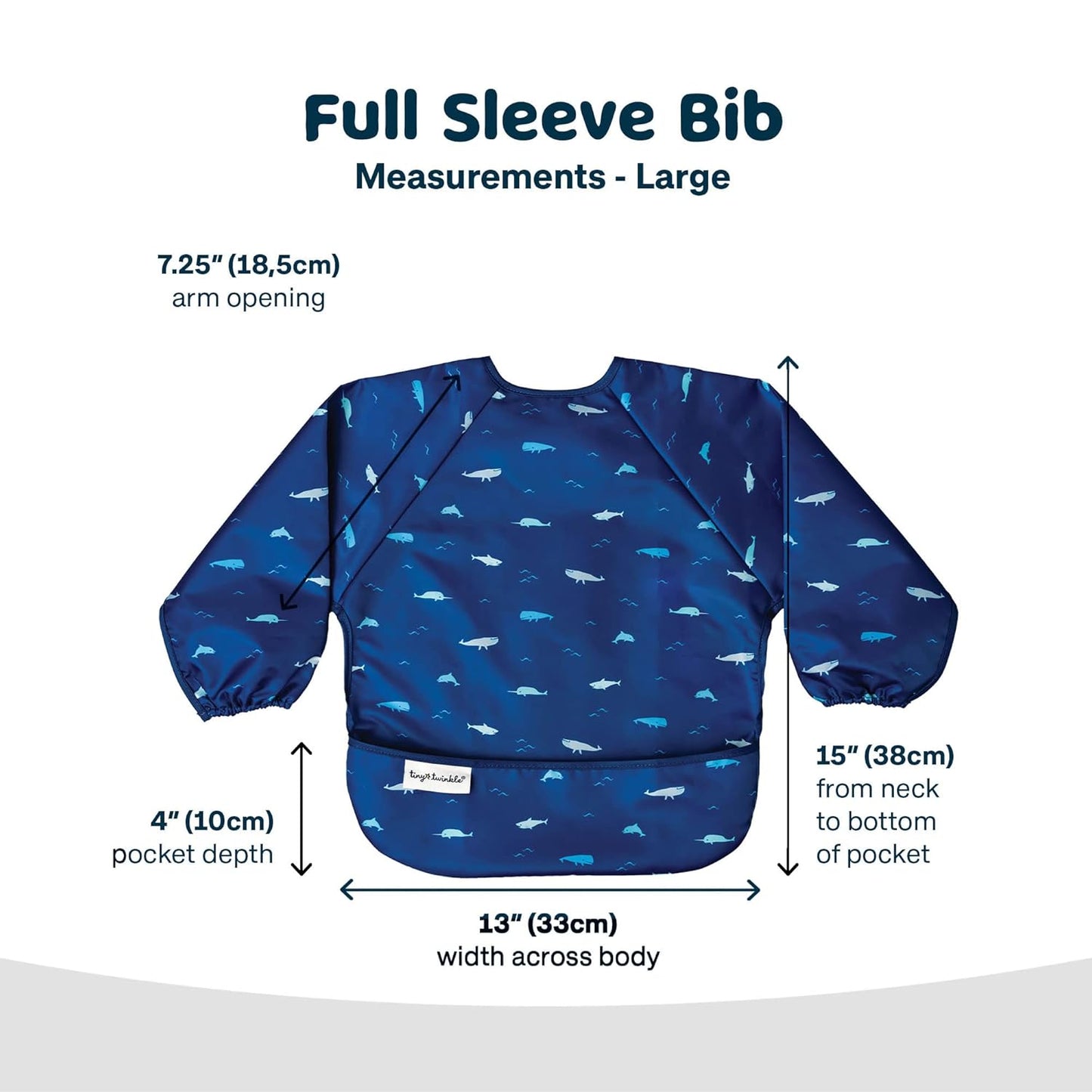 Tiny Twinkle Mess Proof Baby Bib,Waterproof Smock Baby Bib for Eating,Machine Washable Long Sleeve