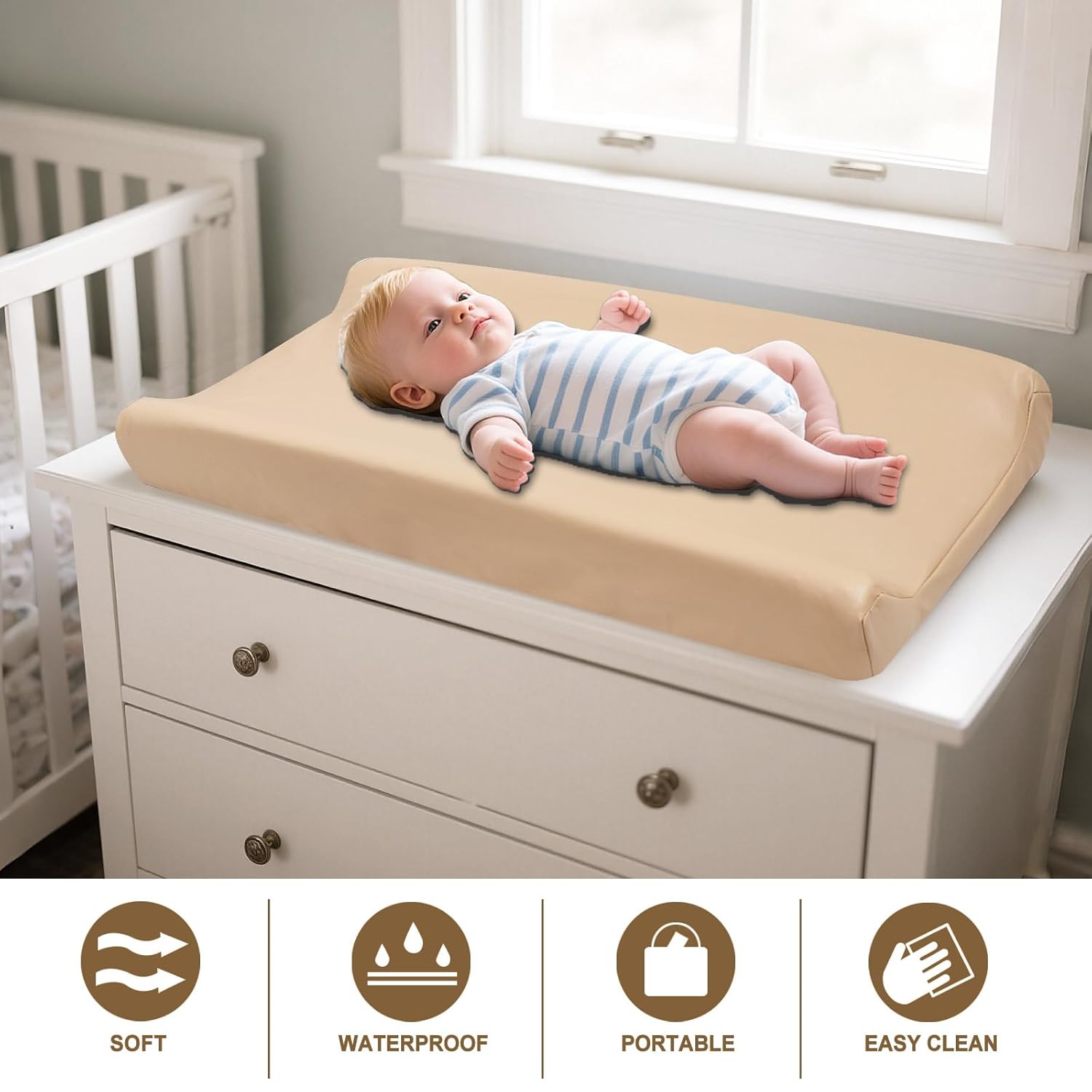 Owlowla Changing Pad Cover,Waterproof Changing Pad Covers-Soft Leather Diaper Changing Table