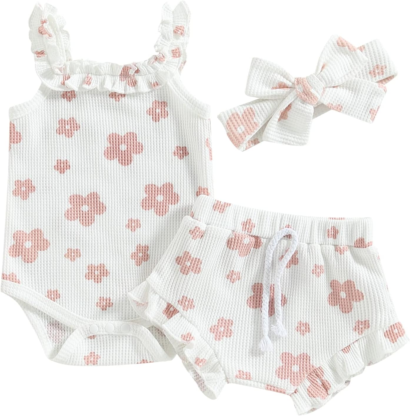 fhutpw Baby Girl Clothes Summer Cute Outfits 3 6 12 18 Months Spaghetti Strap Romper & Floarl