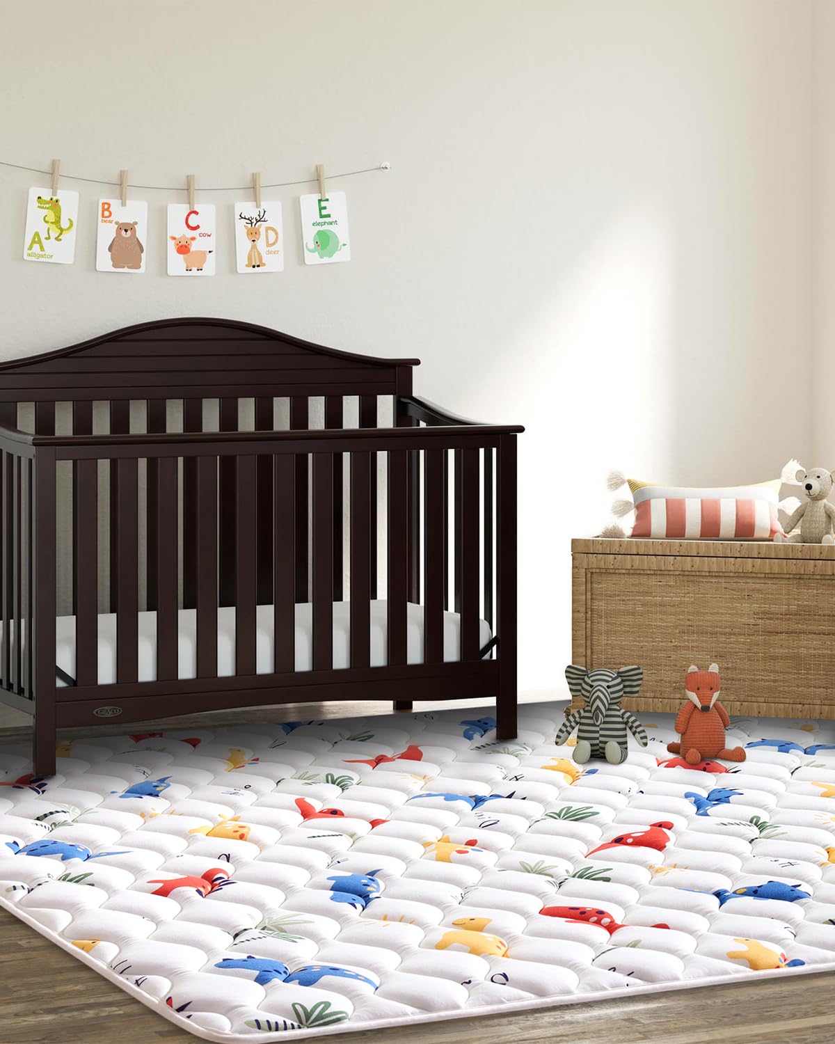 Odorless Premium Foam Baby Play Mat 4ft x 6ft, Soft Microfiber Fabric Crawling Mat for Floor