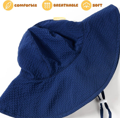 HONGTEYA Baby Sun Hat Toddler Girl Beach Hat Adjustable Outdoor Summer Hat UPF 50+ Sun Protection