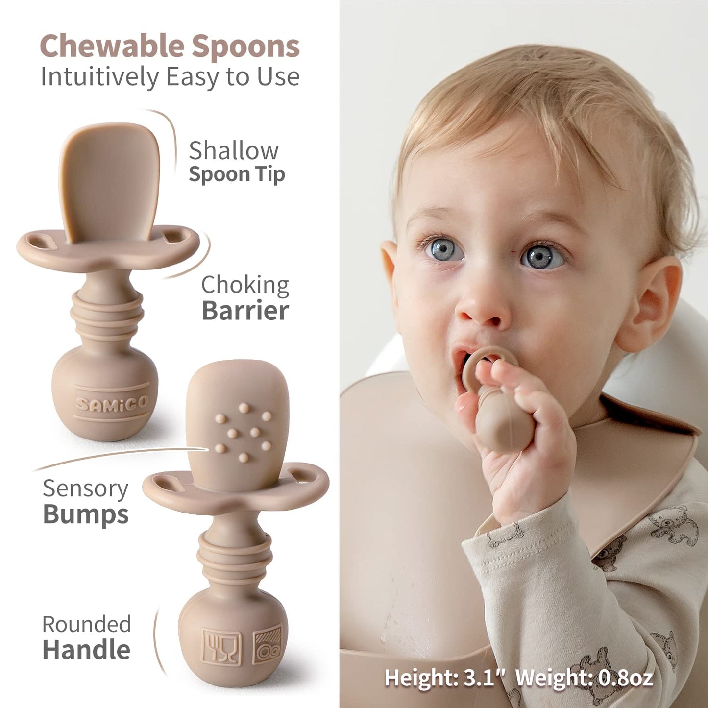 SAMiGO Silicone Baby Feeding Set, Baby Led Weaning Supplies, Suction Bowl Plate Bib Cup Self