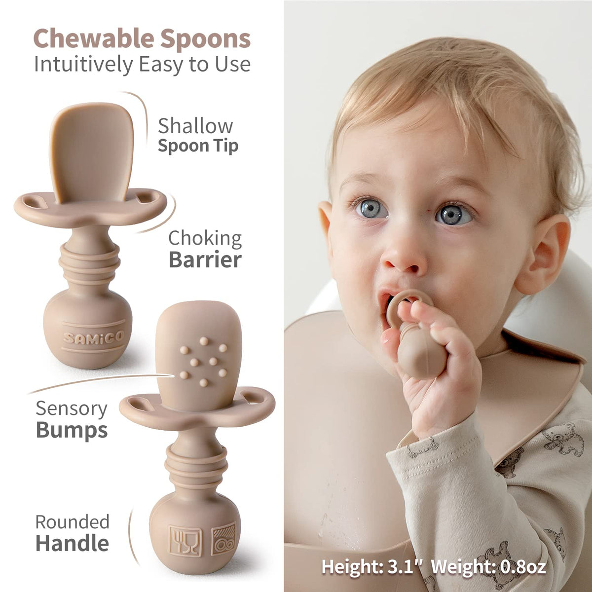 SAMiGO Silicone Baby Feeding Set, Baby Led Weaning Supplies, Suction Bowl Plate Bib Cup Self