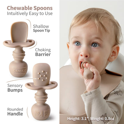 SAMiGO Silicone Baby Feeding Set, Baby Led Weaning Supplies, Suction Bowl Plate Bib Cup Self