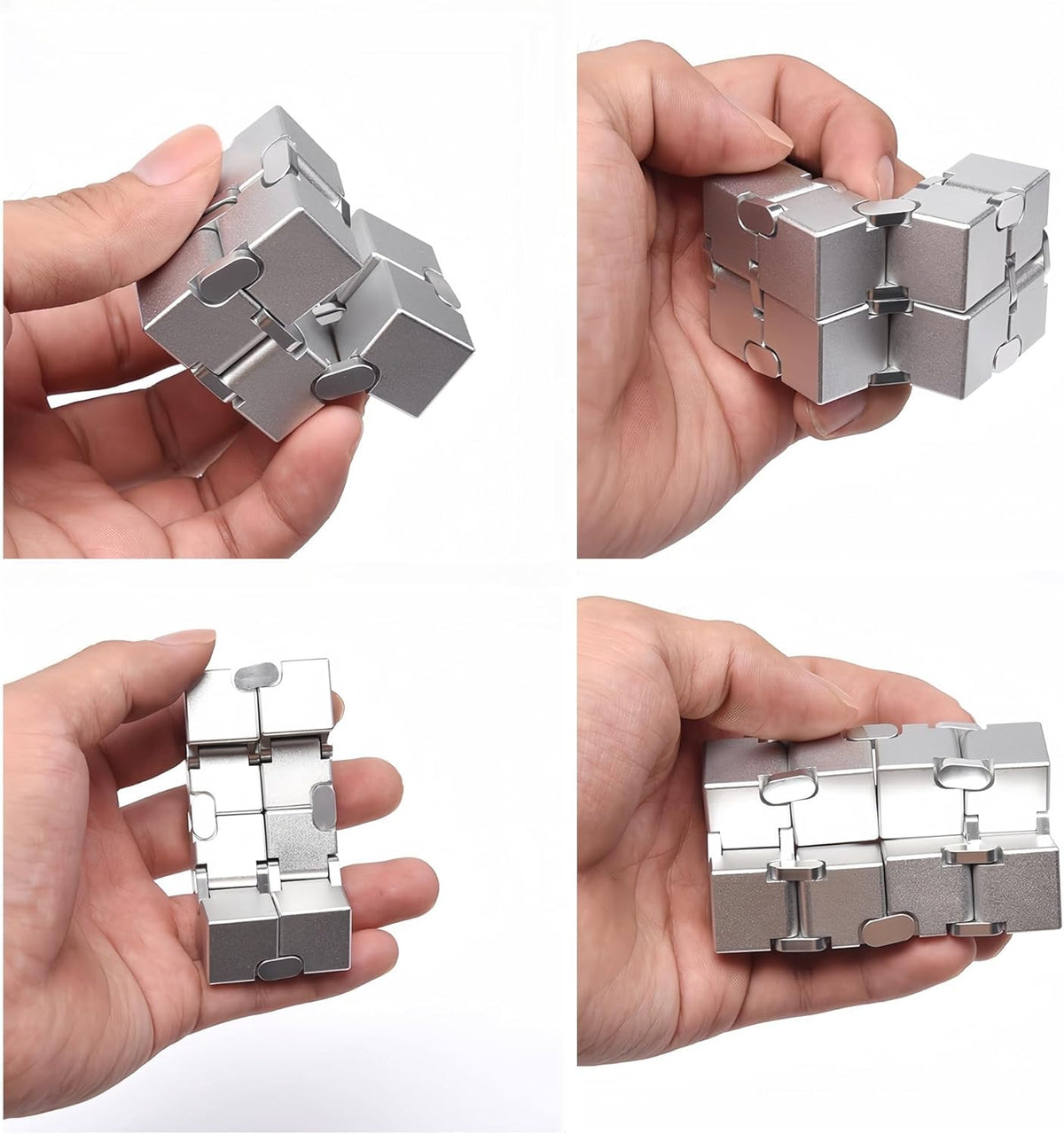 Metal Infinity Cube Fidget Toy - Aluminum Alloy Anti-Stress and Anxiety Finger Flip Cube for