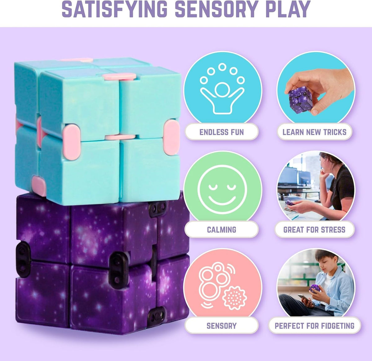 BUNMO Infinity Cube Fidget Toy - Stimulating & Engaging Fidget Toy - Teen Boy Toys - Fidgets for