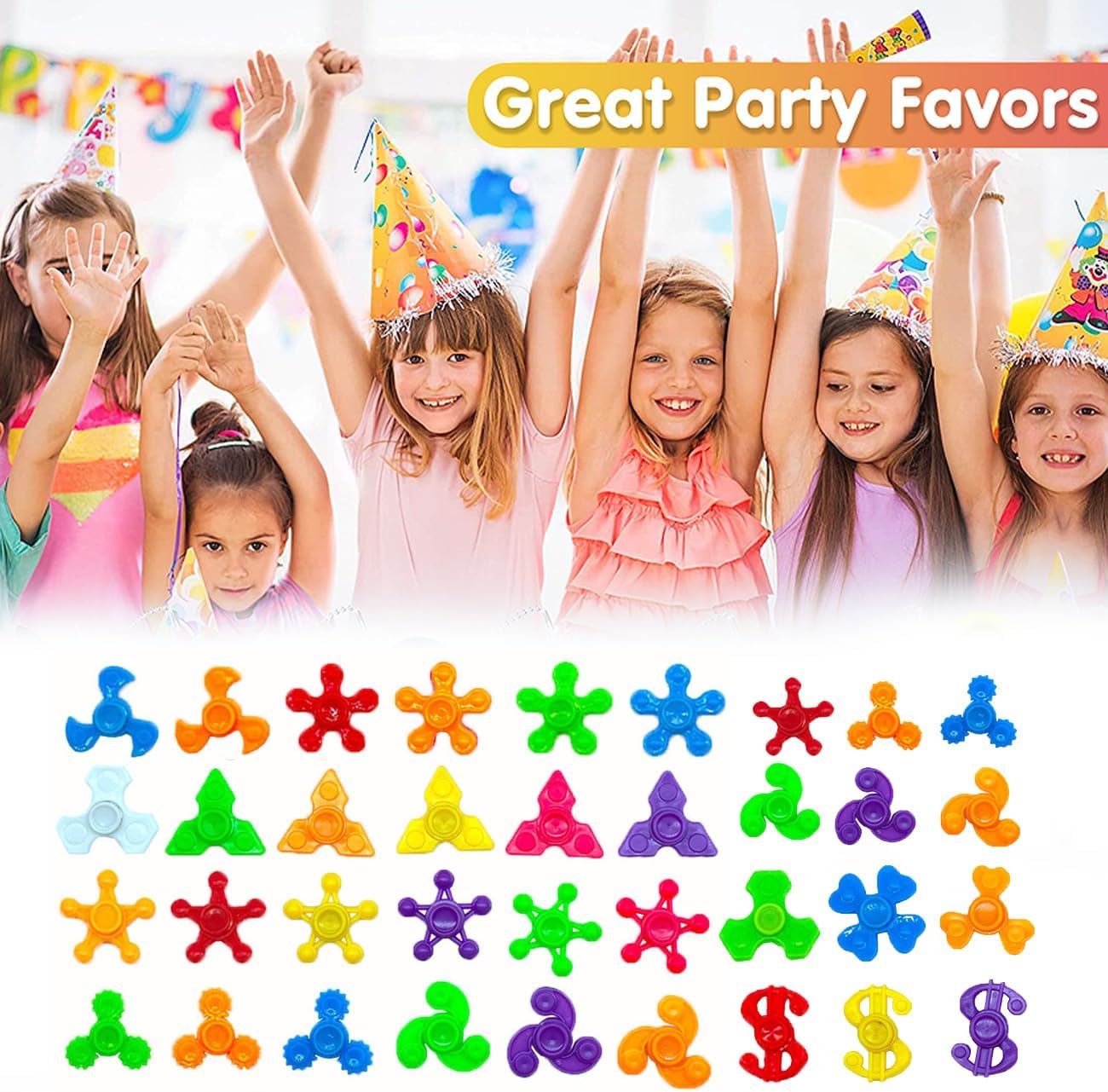 50 Pack Mini Fidget Spinner Toys,Stress Relief Sensory Toys,Birthday Gifts Party Favors for Kids