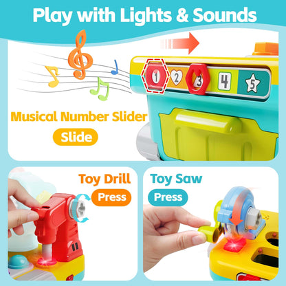 iPlay, iLearn Toddler Musical Workbench Toy, 1 Year Boy Gift, Baby Tool Set